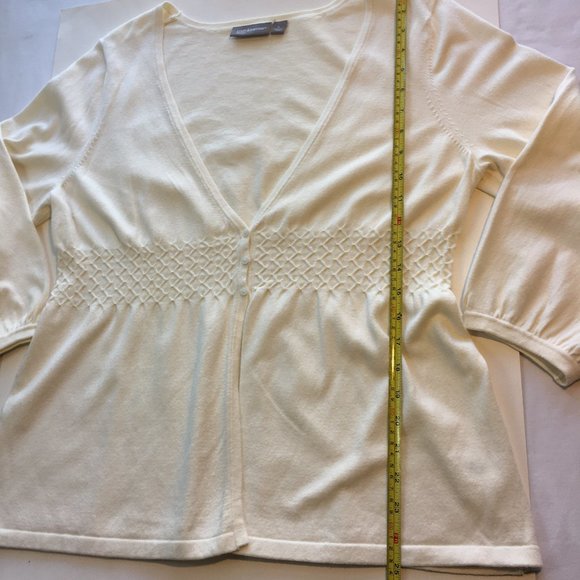 Croft & Barrow Knit Top Cardigan Lightweight Button Front Cream Large - Picture 9 of 10